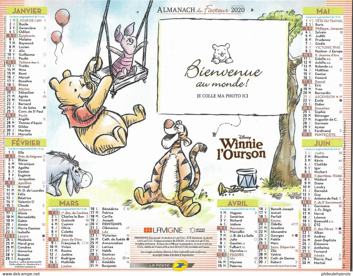 CALENDRIER 2020 ANNEE DE NAISSANCE  Winnie Disney - Big : 2001-...