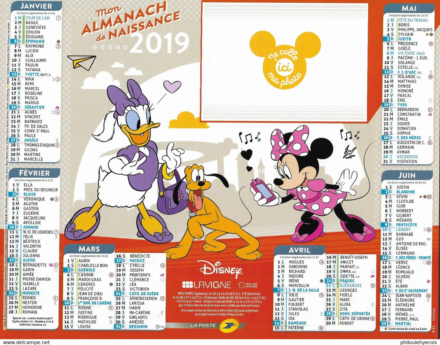 CALENDRIER 2019 ANNEE DE NAISSANCE   Disney - Big : 2001-...