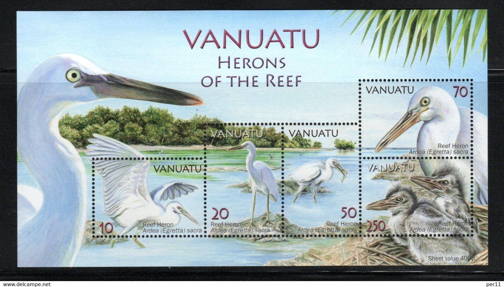 Vanuatu ; Block Herons Of The Reef  (birds) MNH/** ; (van01) - Vanuatu (1980-...)