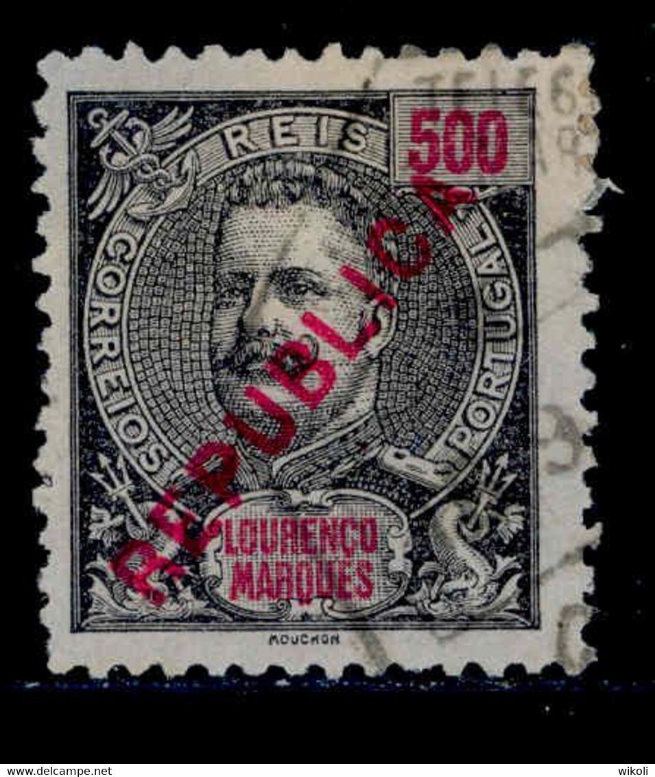 ! ! Lourenco Marques - 1917 D. Carlos Local Republica 500 R - Af. 155 - Used - Lourenco Marques