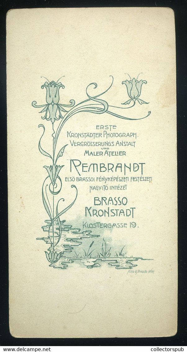 BRASSÓ 1890. Ca. Rembrandt : Férfi, Cabinet Fotó - Other & Unclassified