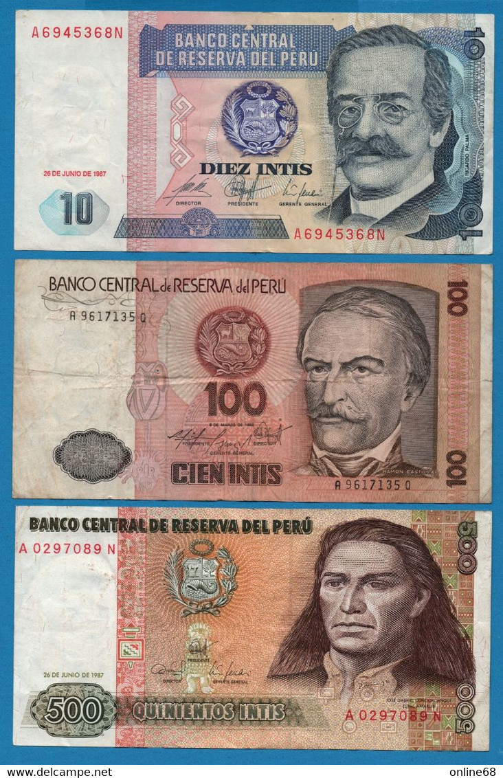 LOT BILLETS 3 BANKNOTES PERU - Mezclas - Billetes