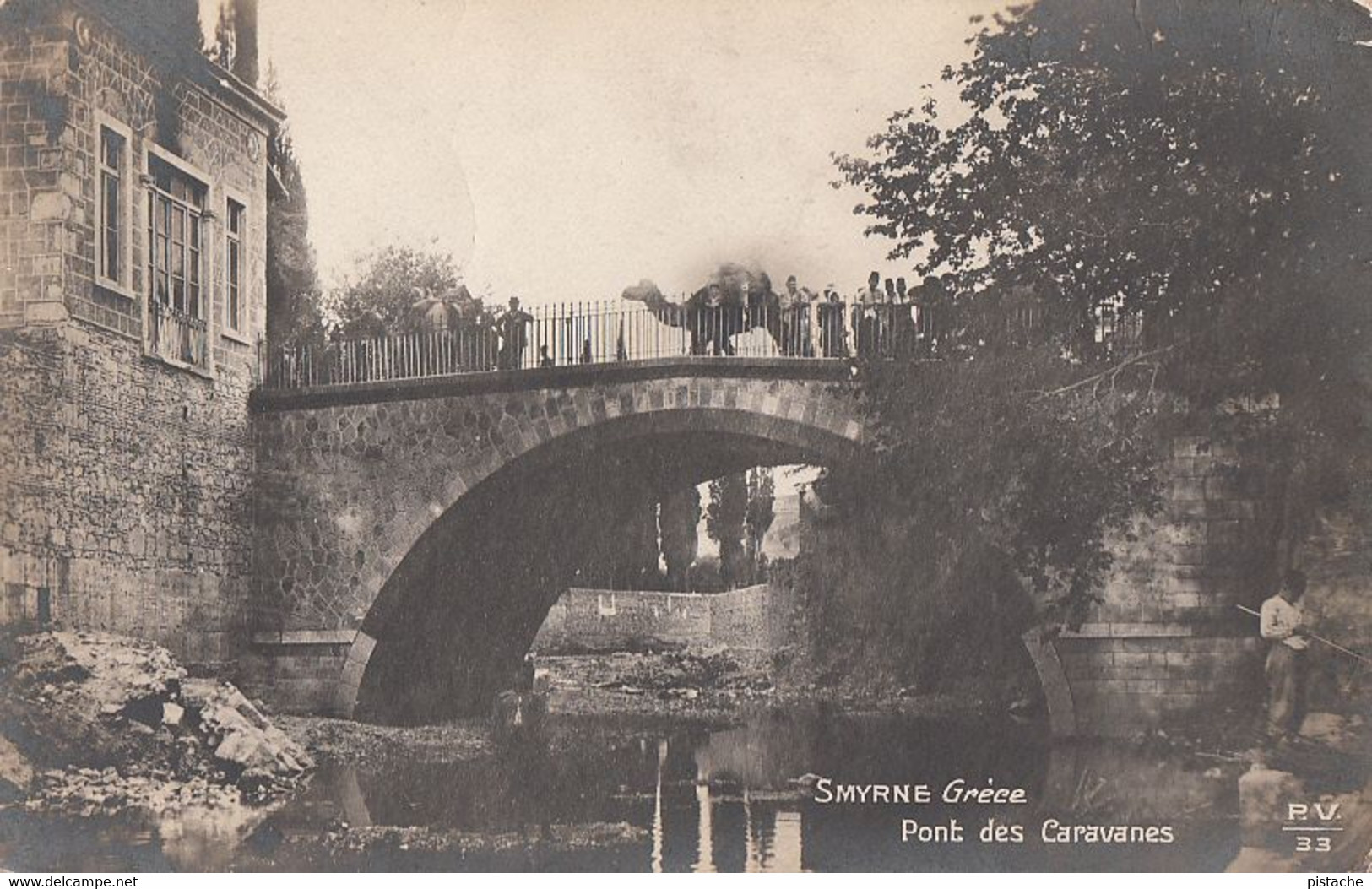 060 - Real Photo - B&W - Smyrne Grèce - Pont Des Caravanes - No. P.V. 33 - Written - 2 Scans - Turkey