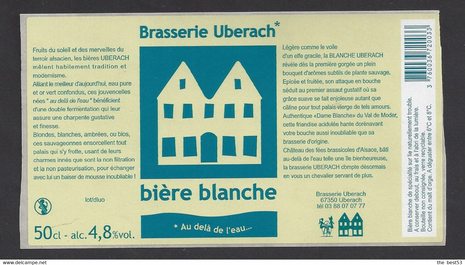 Etiquette De Bière Blanche  -  Brasserie Ubérach à Uberach  (67) - Beer