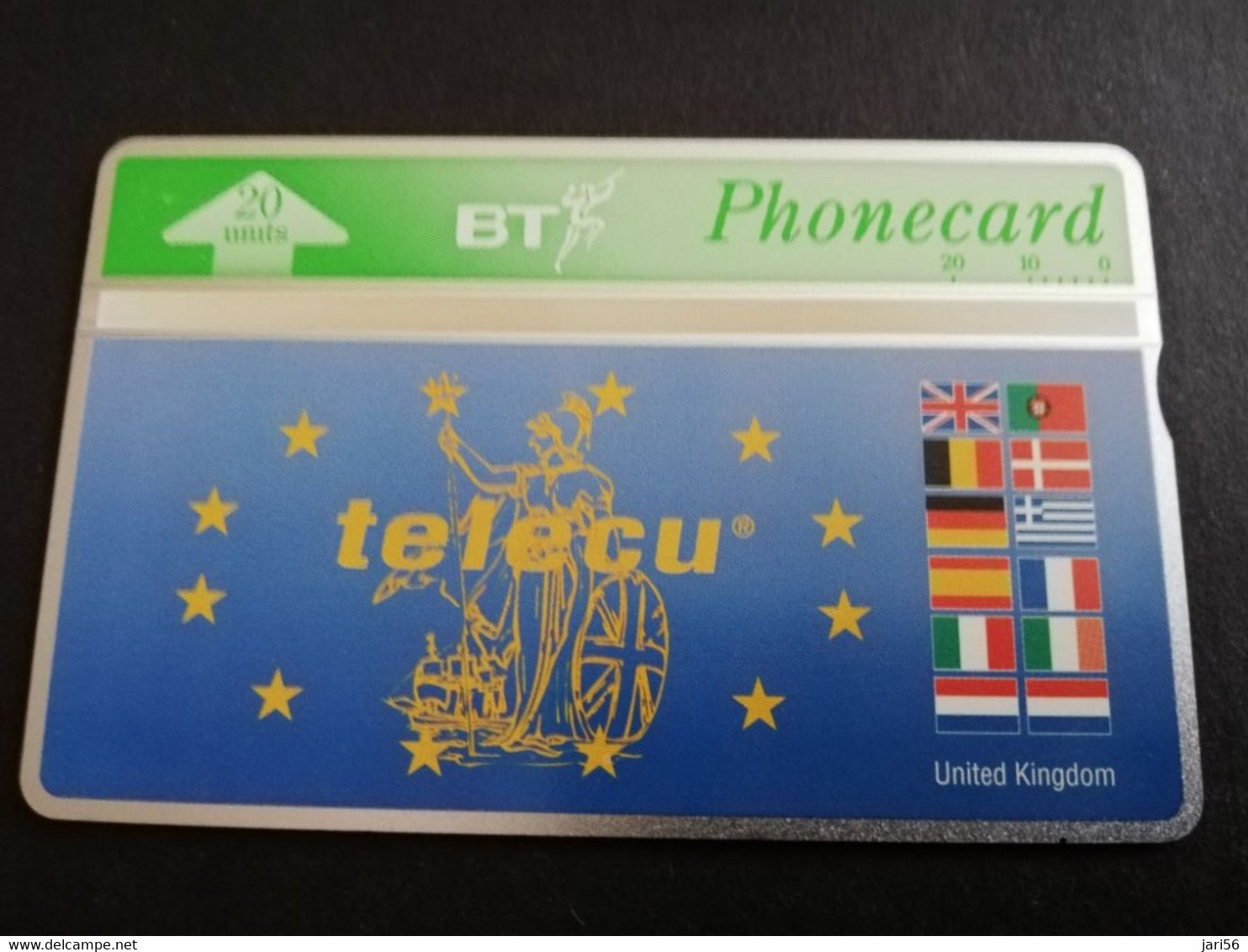 GREAT BRETAGNE 20 UNITS  COINS ON CARD  ECU TELECU FLAGS     United Kingdom, ONLY  ?? Ex - Coin - BT**5533** - BT Übersee