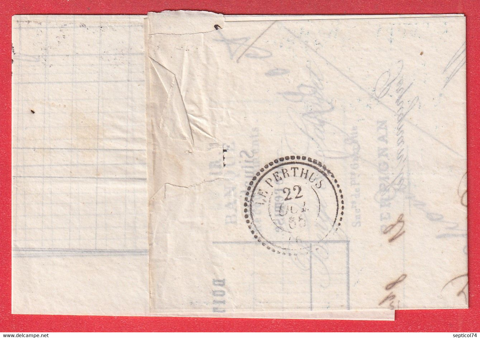 N°21 GC 2818 PERPIGNANS PYRENEES ORIENTALES POUR LE PERTHUS CAD TYPE 22 AU DOS - 1849-1876: Klassik