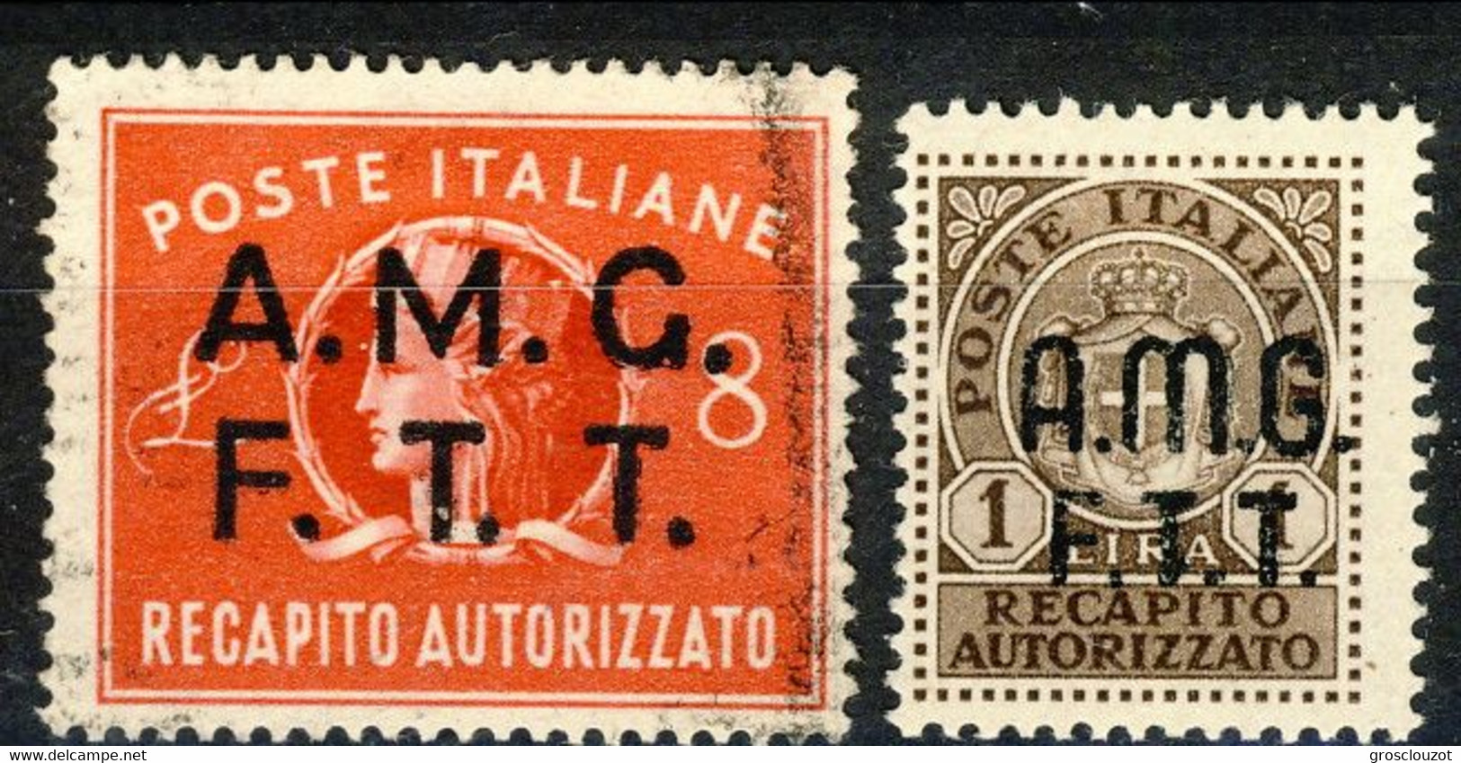 Trieste 1947 Recapito Autorizzato Sass. N. 1-2 Usato Cat. € 8 - Oblitérés