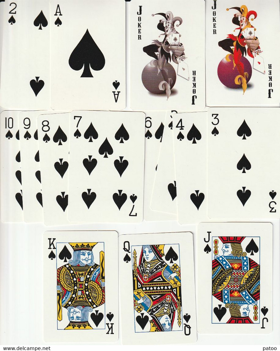 JEU DE CARTES PUBLICITAIRES BARCELONE (ESPAGNE ) NEUVES /FIGURES TETE BECHE /2 JOKERS /ETUI PLASTIQUE - 54 Karten