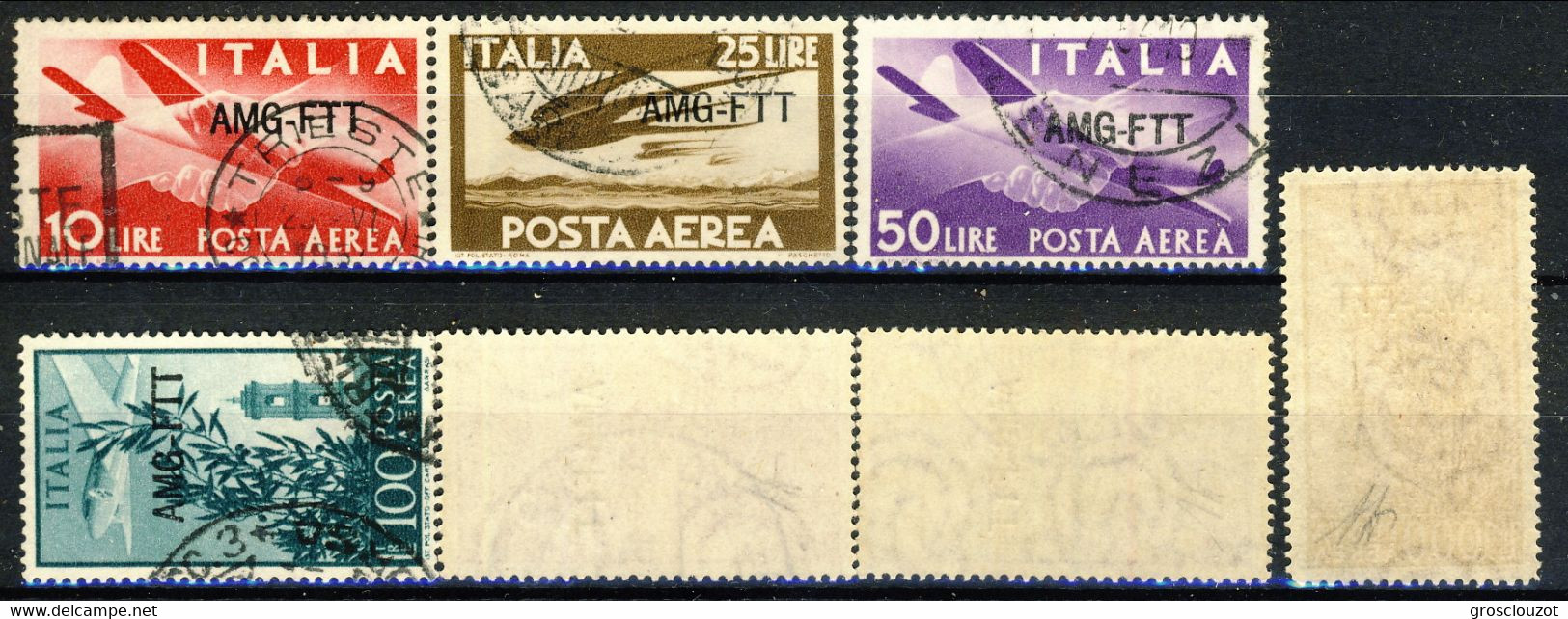 Trieste 1949-52 Posta Aerea Sass. N. 20 - 26 Usati Cat. € 275 Alti Valori Firma A. Diena - Postpaketen/concessie