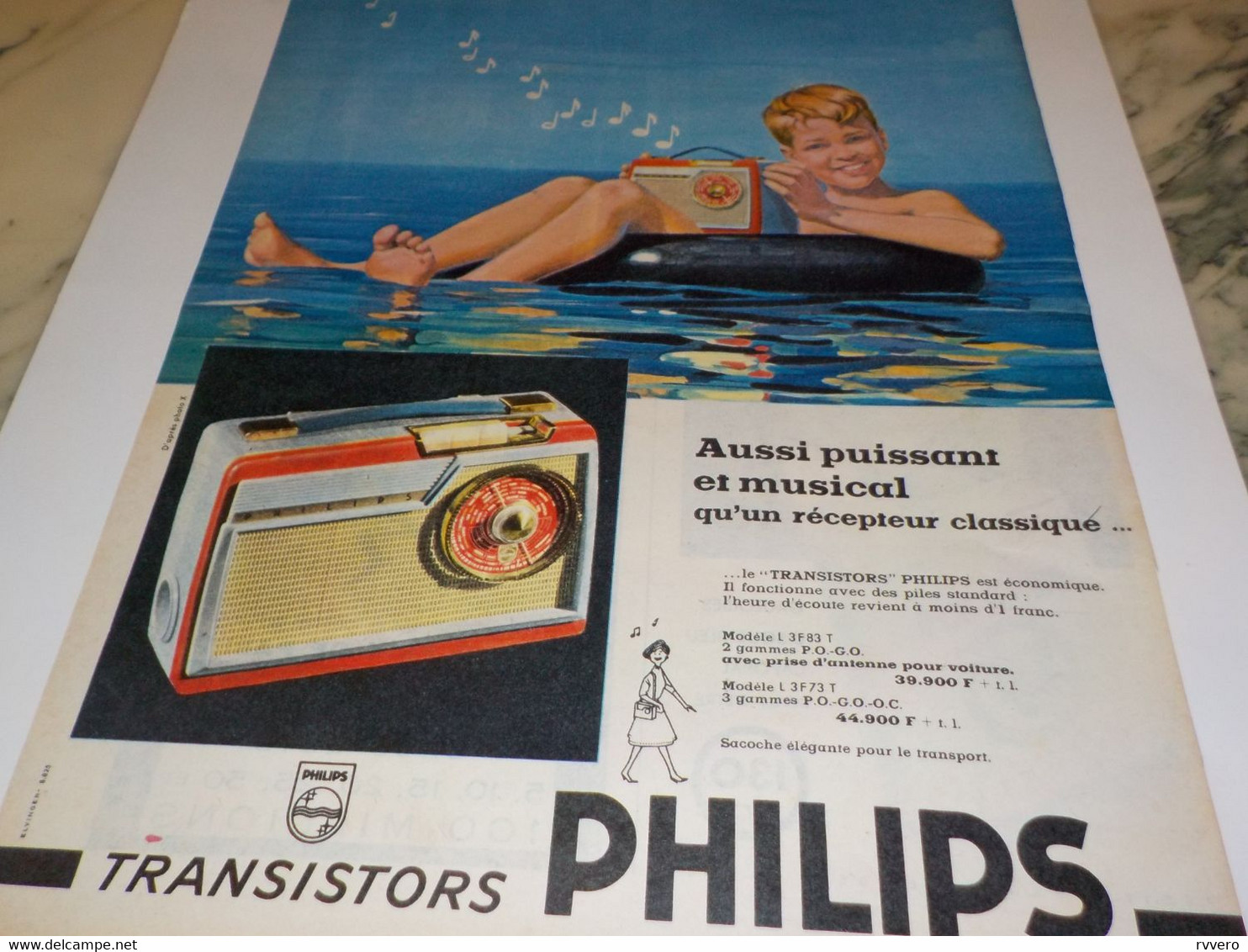 ANCIENNE PUBLICITE  TRANSISTORS RADIO PHILIPS 1959 - Otros & Sin Clasificación