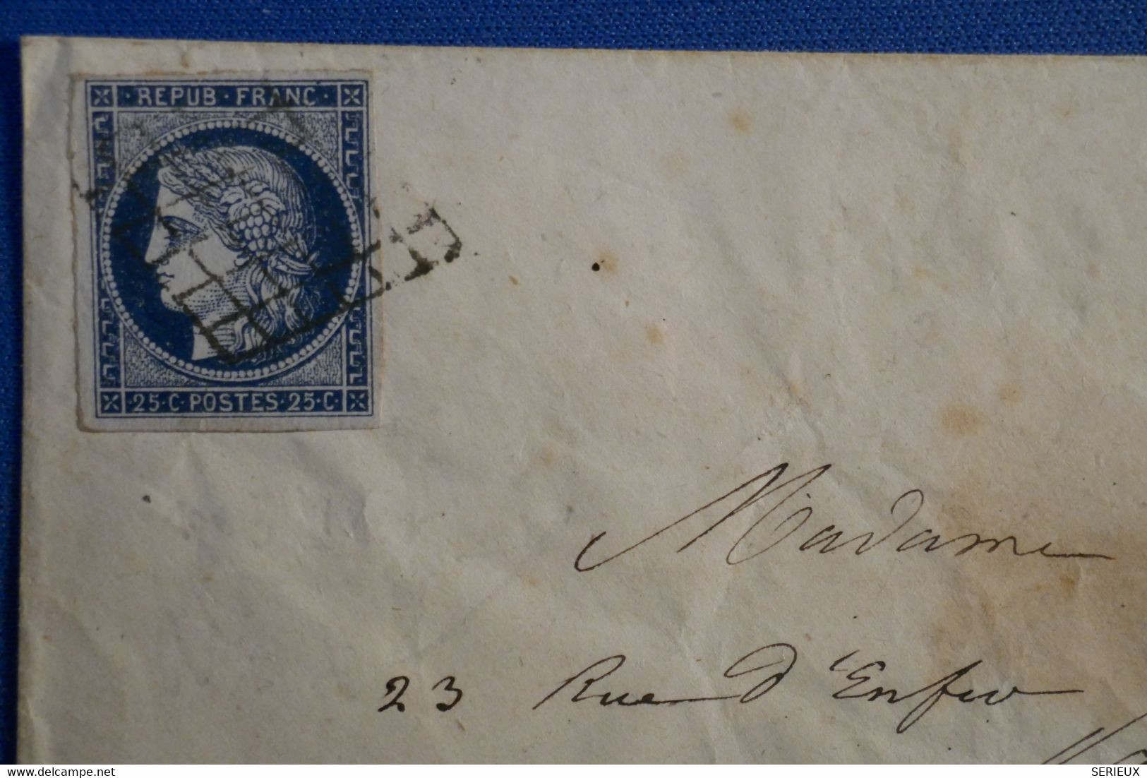 S10 FRANCE BELLE LETTRE 1851 POUR PARIS + N 4 + AFFRANCHISSEMENT INTERESSANT - 1849-1850 Cérès