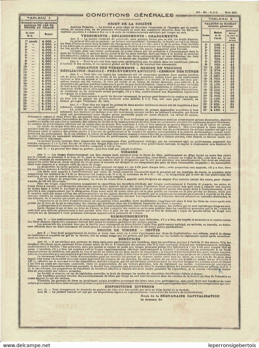 Titre Ancien - La Séquanaise - Société Anonyme Pour Favoriser L'Economie Et L'Epargne - Titre De 1936 - - Banco & Caja De Ahorros