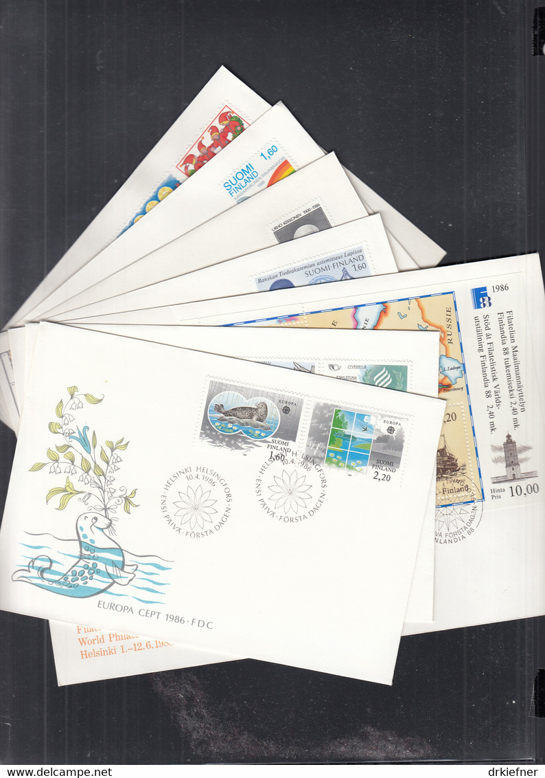 FINNLAND  985-986, 996-1007, 6 FDC, Aus 1986 - FDC