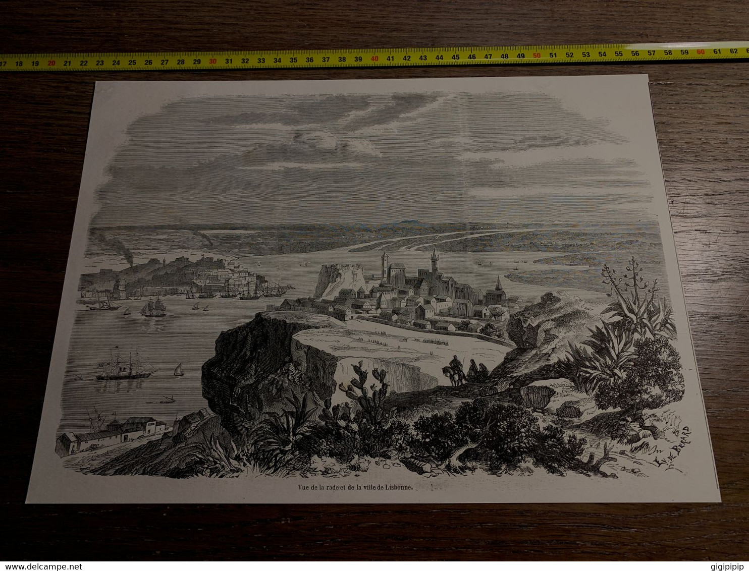 1858 MI2 GRAVURE Vue De La Rade  Et De La Ville De Lisbonne - Collections