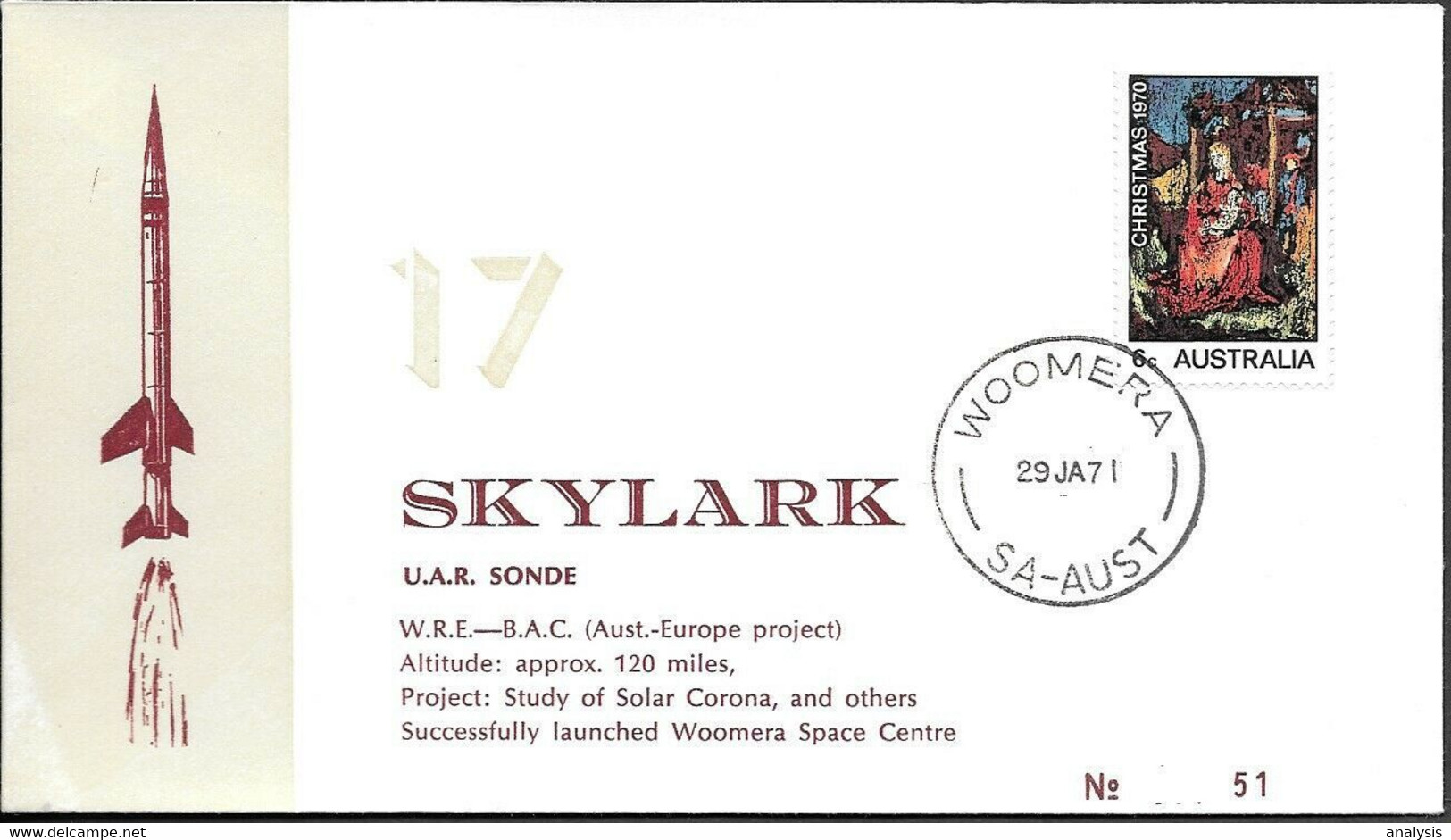 Australia Space Cover 1971. Skylark Rocket Launch. Woomera ##04 - Oceania