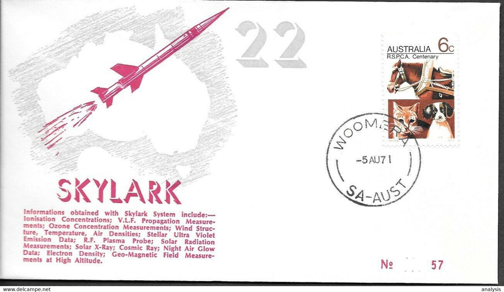 Australia Space Cover 1971. Skylark Rocket Launch. Woomera ##11 - Oceania