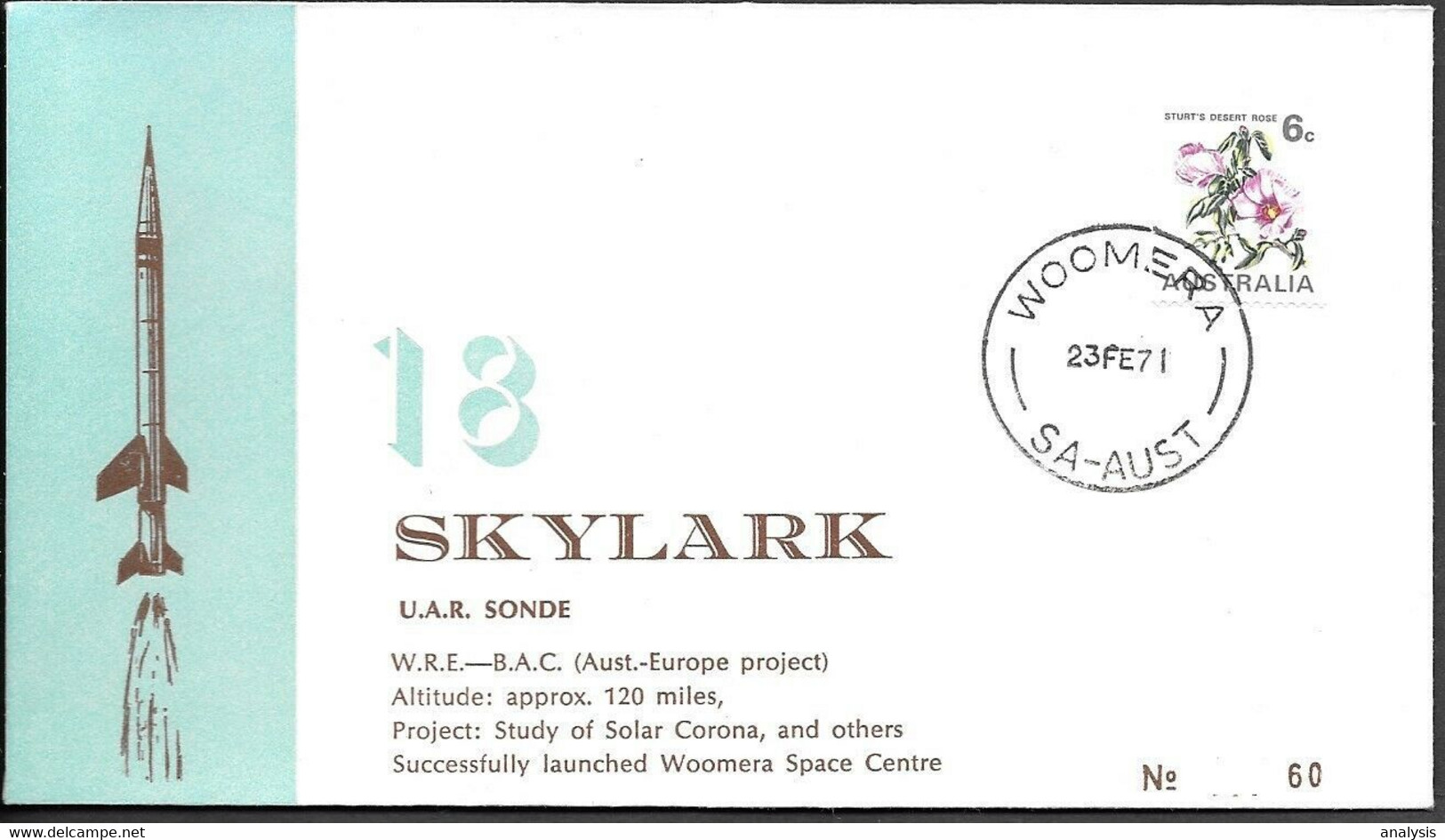 Australia Space Cover 1971. Skylark Rocket Launch. Woomera ##46 - Oceania