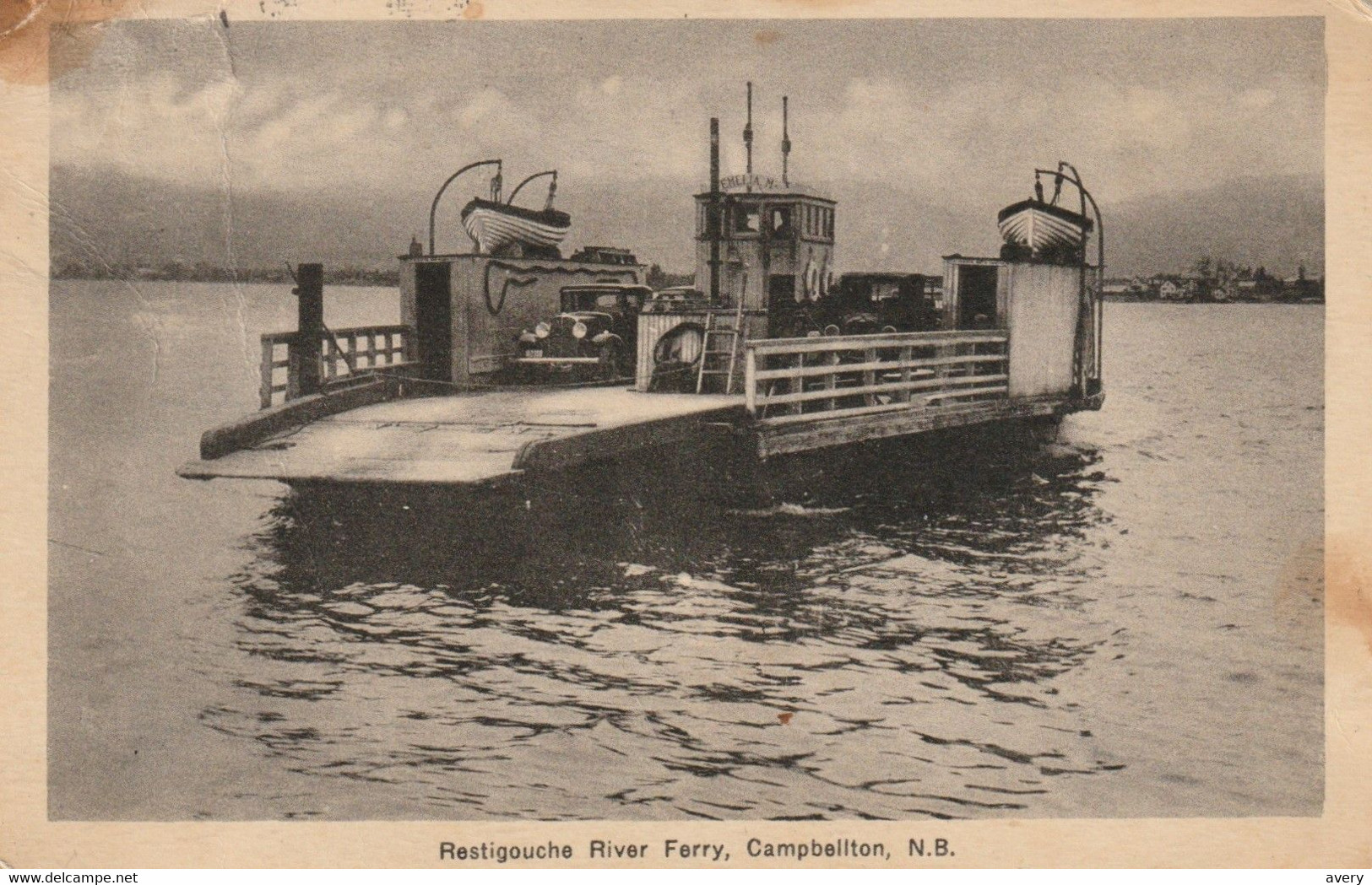 Restigouche River Ferry, Campbellton, New Brunswick Water Mark Top Left Corner - Sonstige & Ohne Zuordnung