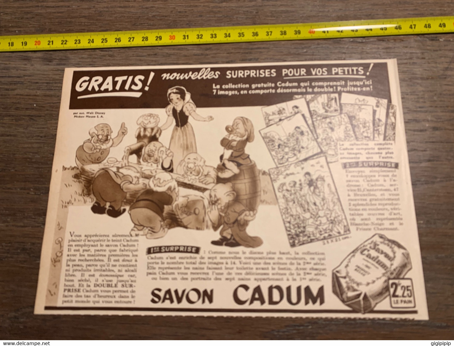 1940 PATI Publicité Savon Cadum Collection De Blanche-Neige Et Les 7 Nains - Unclassified