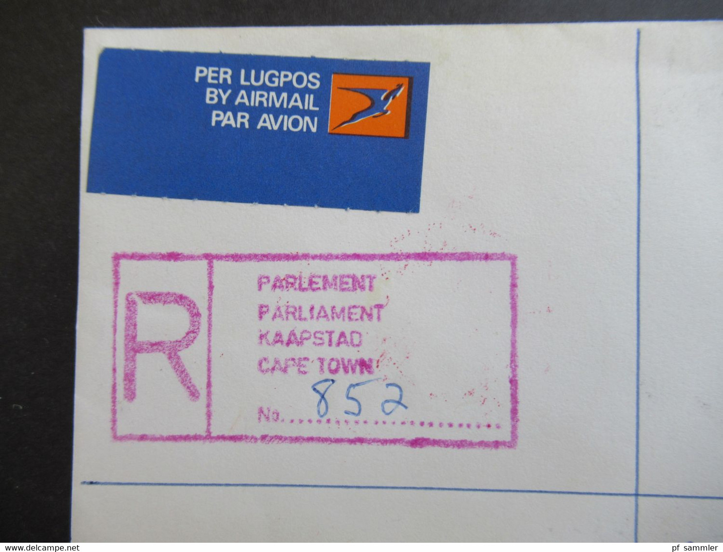 Afrika / RSA / Süd - Afrika 1980 Air Mail Einschreiben Registered Parliament Kaapstad / Cape Town Volksraad Kaapstad - Covers & Documents