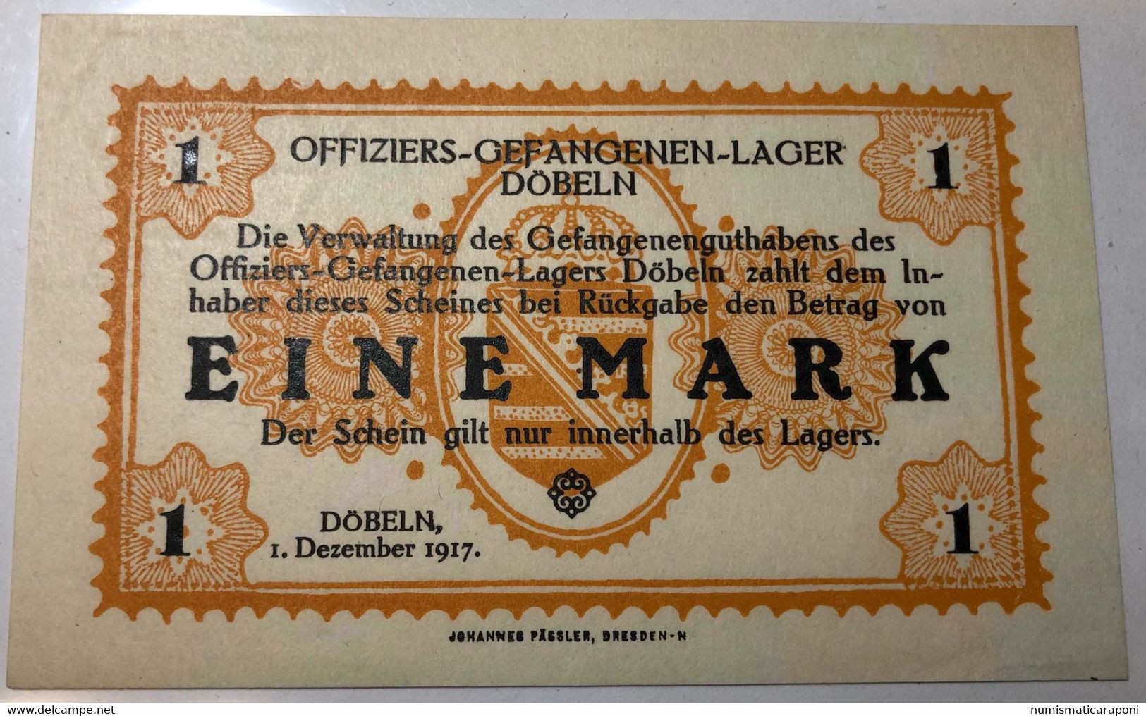 Germania Germany 1 MARK 1917  Dobeln LAGER POW CAMP Della Prima Guerra Mondiale  LOTTO 1589 - 10 Mark