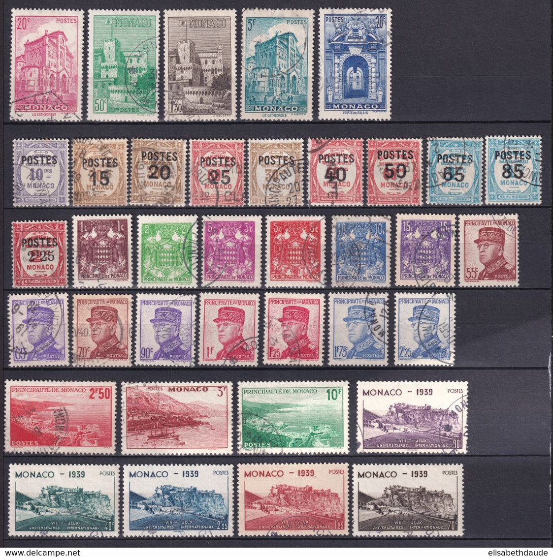 MONACO - 1937/1939 - BELLE SELECTION TIMBRES OBLITERES - COTE YVERT = 139 EUR. - Collezioni & Lotti