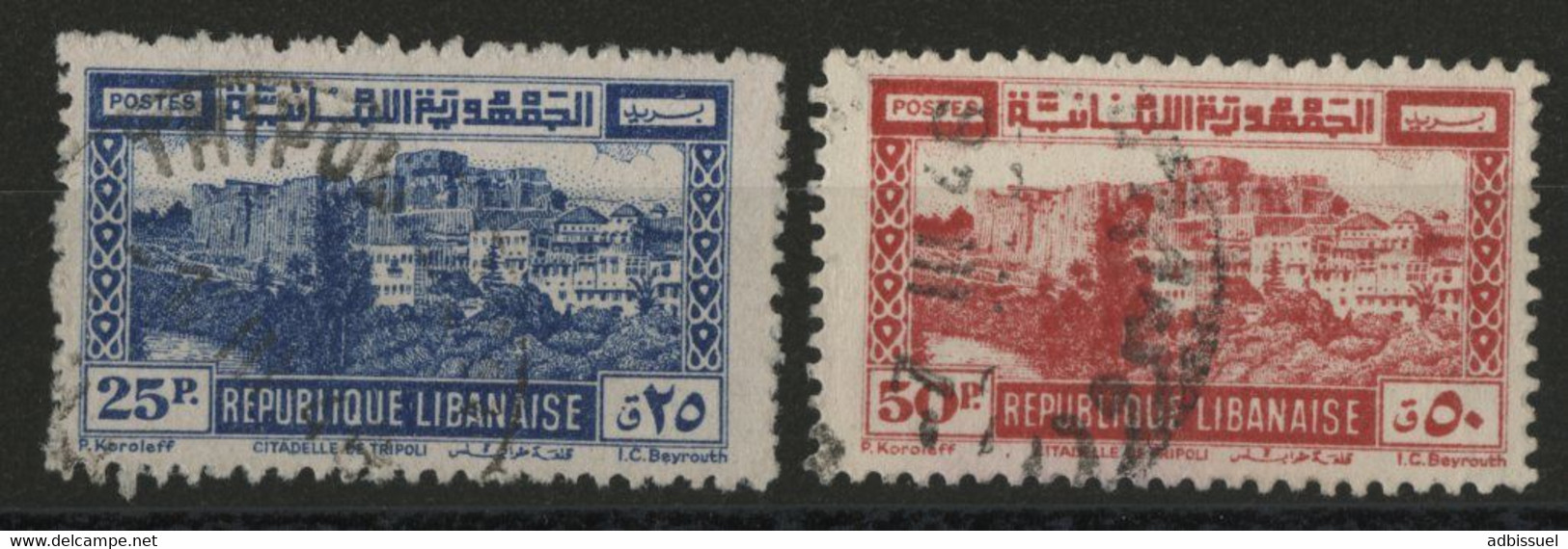 N° 195 25 Pi Oblitéré TRIPOLI + N° 196 50 Pi  Cote 12 € - Usados