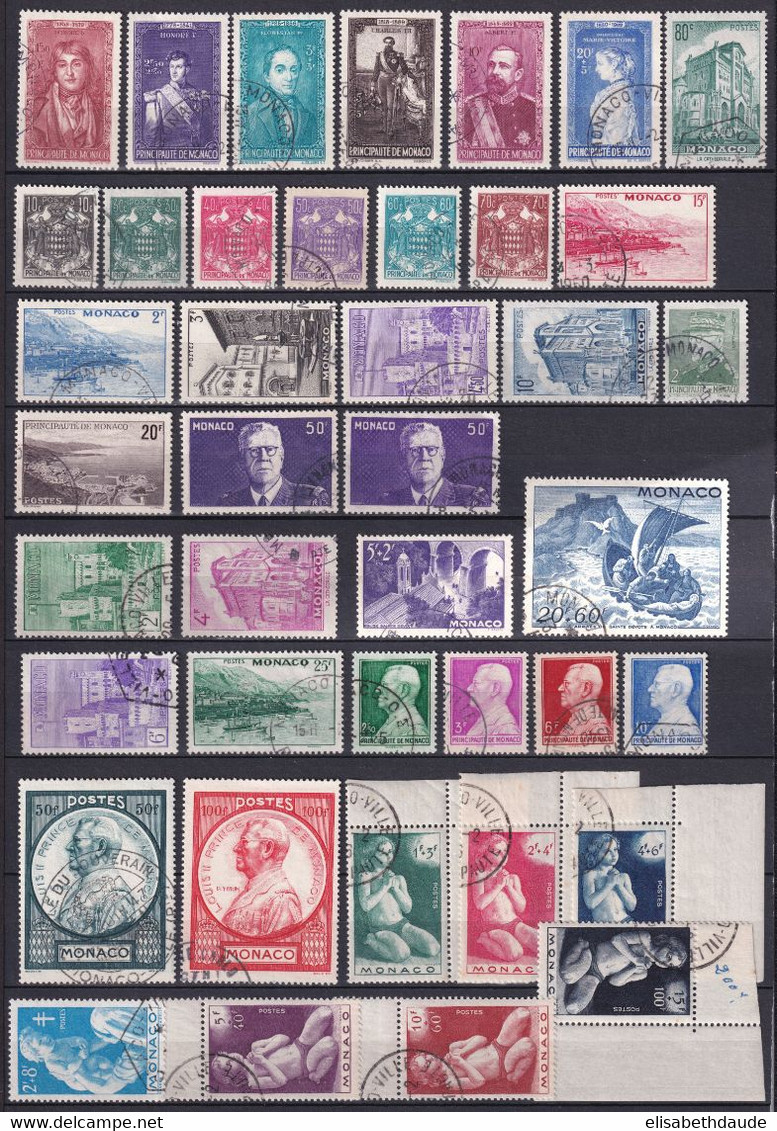 MONACO - 1942/1946 - BELLE SELECTION TIMBRES OBLITERES - COTE YVERT = 71.5 EUR. - Collections, Lots & Séries