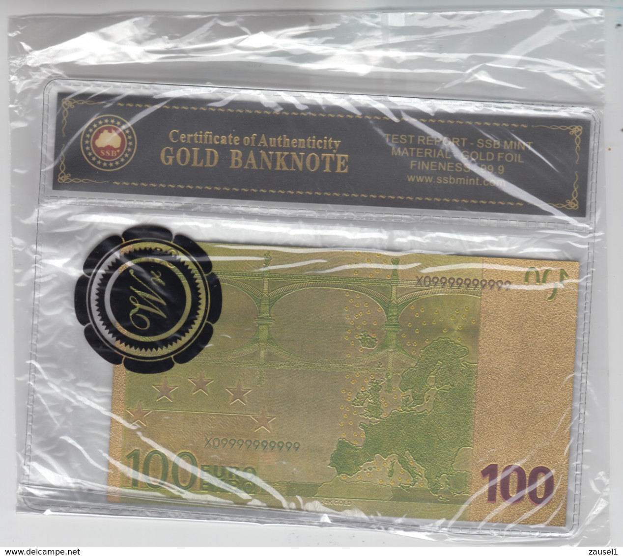 REPLIK - Gold Banknote Mit 24 K Goldfolie - 100 EURO, Dekorative Replik Zum 100. Geburtstag ? - 100 Euro
