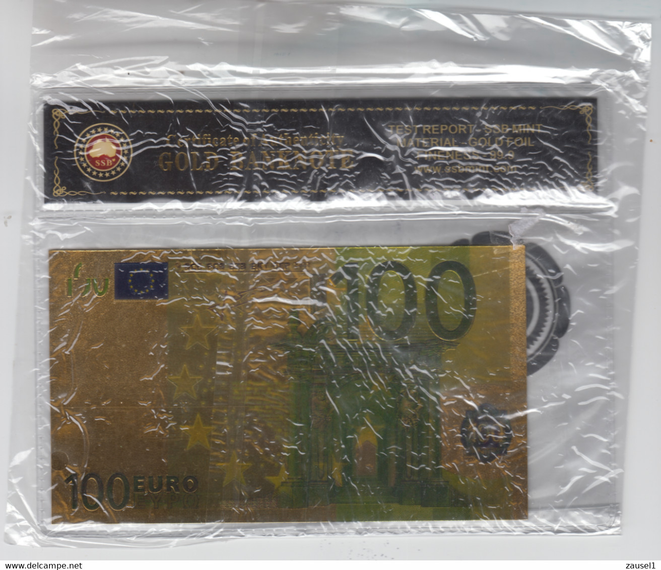 REPLIK - Gold Banknote Mit 24 K Goldfolie - 100 EURO, Dekorative Replik Zum 100. Geburtstag ? - 100 Euro