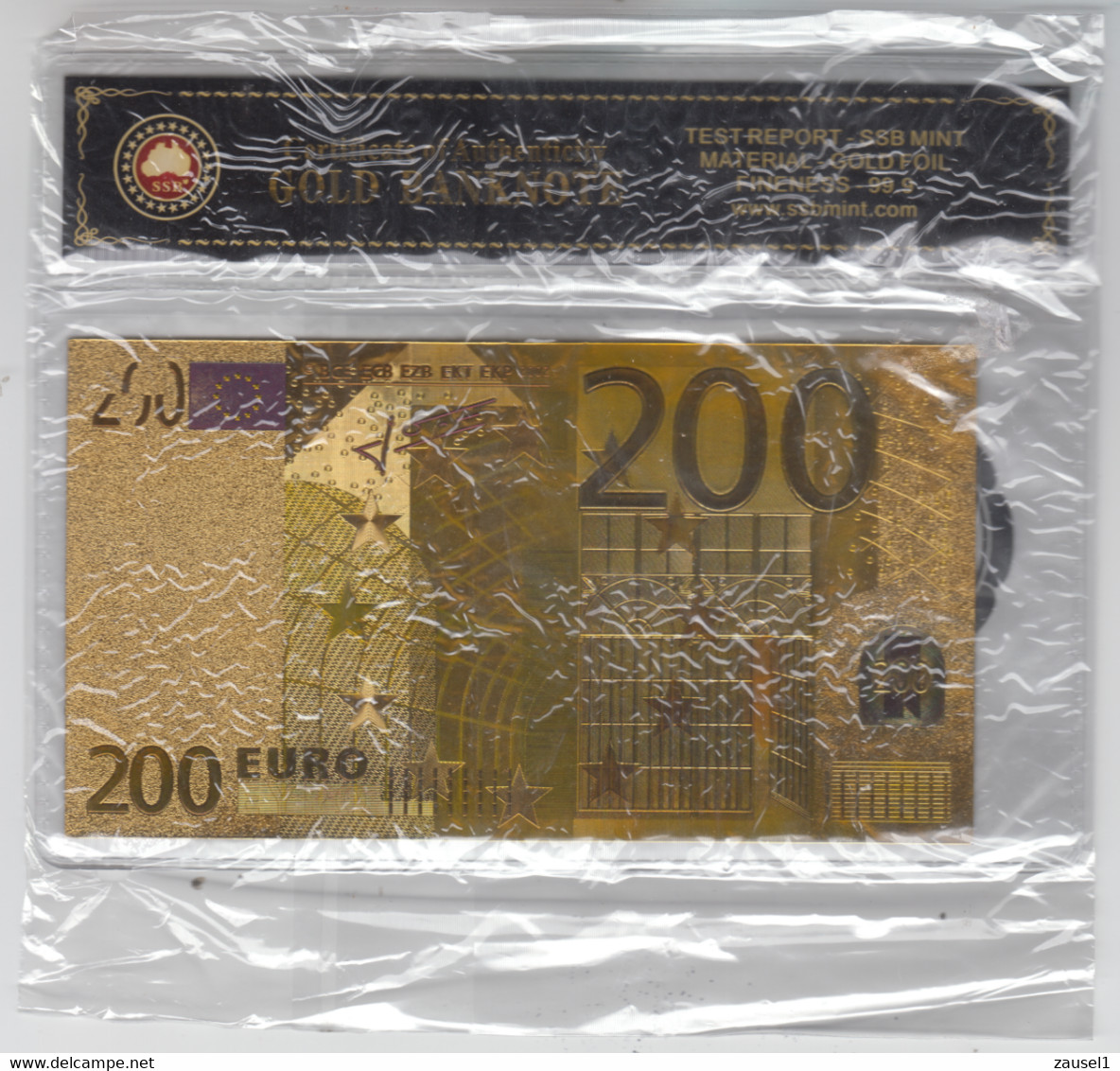 REPLIK - Gold Banknote Mit 24 K Goldfolie - 200 EURO, Dekorative Replik Zum 200. Geburtstag ? - 200 Euro