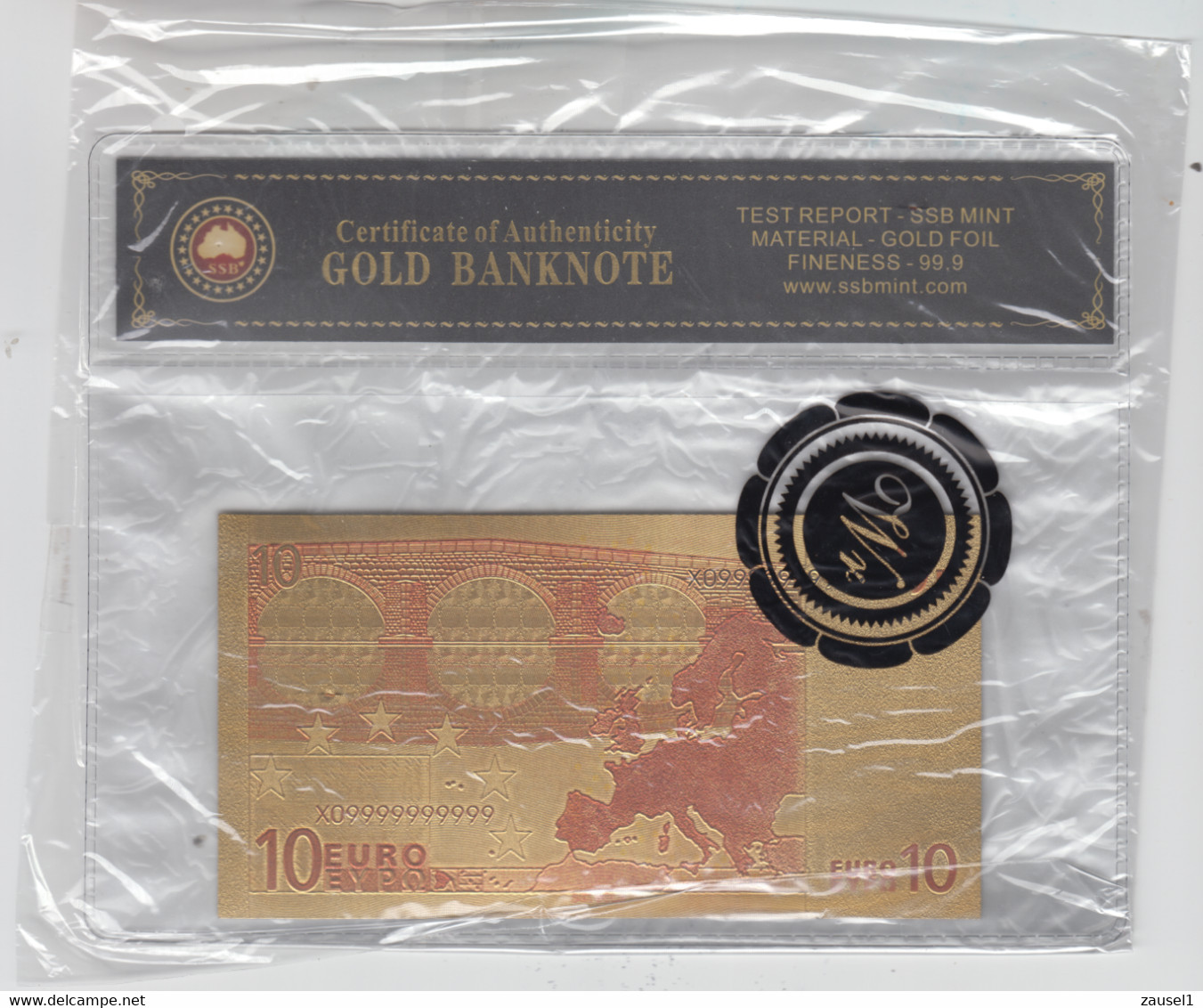 REPLIK - Gold Banknote Mit 24 K Goldfolie - 10 EURO, Dekorative Replik Zum 10. Geburtstag ? - 10 Euro