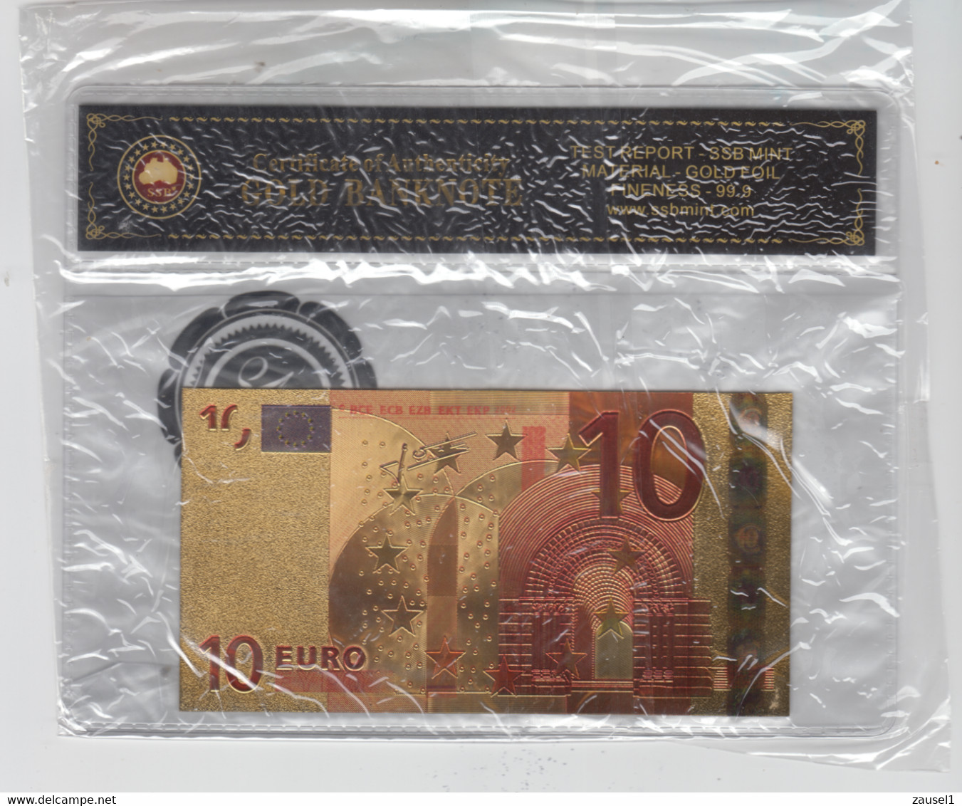 REPLIK - Gold Banknote Mit 24 K Goldfolie - 10 EURO, Dekorative Replik Zum 10. Geburtstag ? - 10 Euro