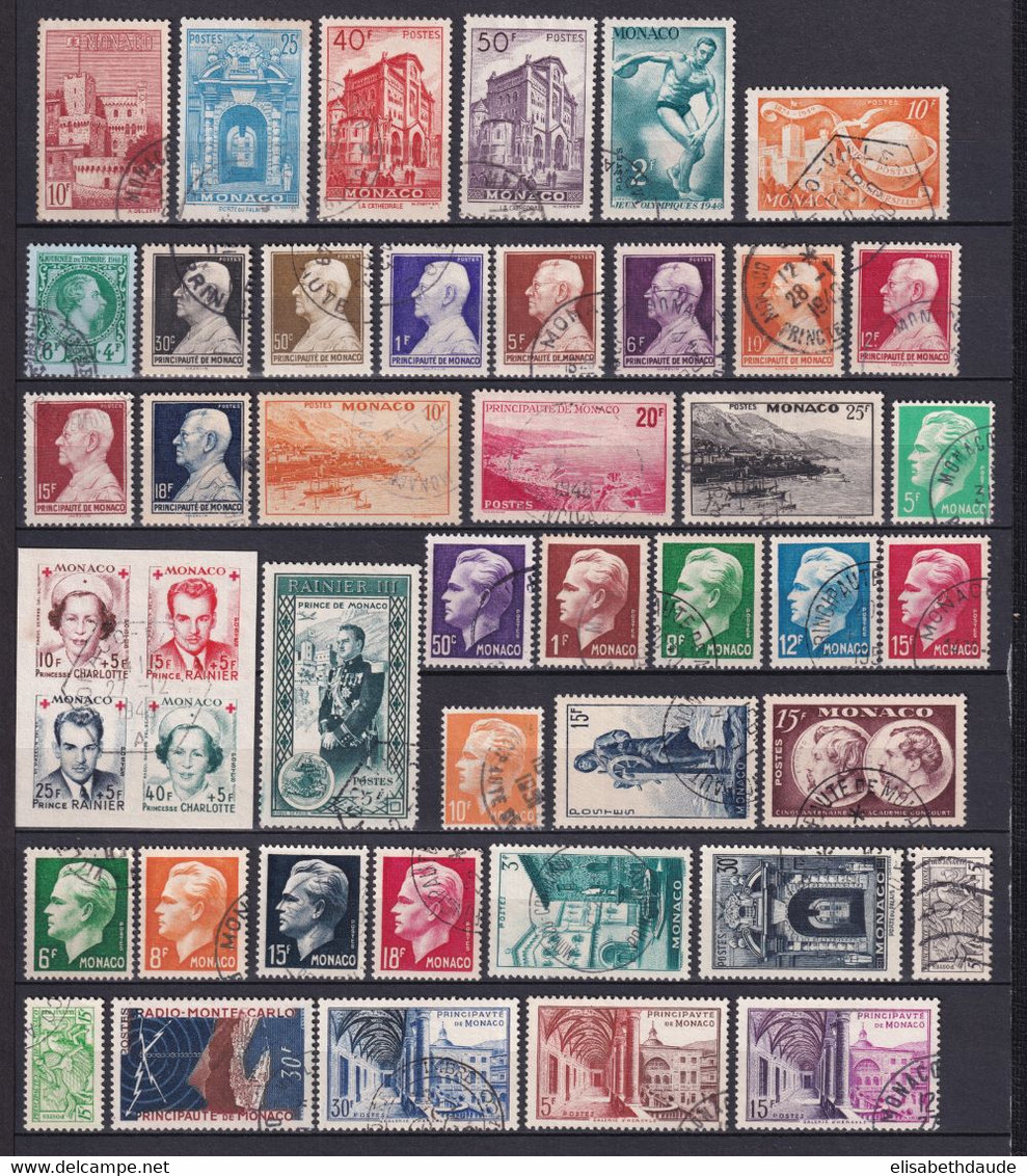 MONACO - 1948/1952 - BELLE SELECTION TIMBRES OBLITERES - COTE YVERT = 221.5 EUR. - Collezioni & Lotti