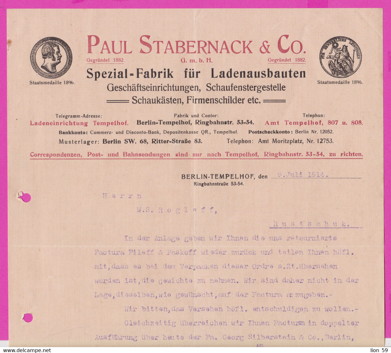 262115 / Germany 1914 Berlin - Paul Stabernack & Co. Spezialfabrik Für Ladeneinbauten , Geschäftseinrichtungen - Petits Métiers