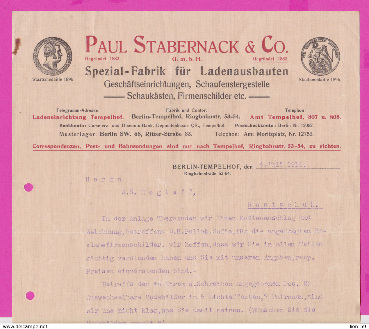 262116 / Germany 1914 Berlin - Paul Stabernack & Co. Spezialfabrik Für Ladeneinbauten , Geschäftseinrichtungen - Old Professions