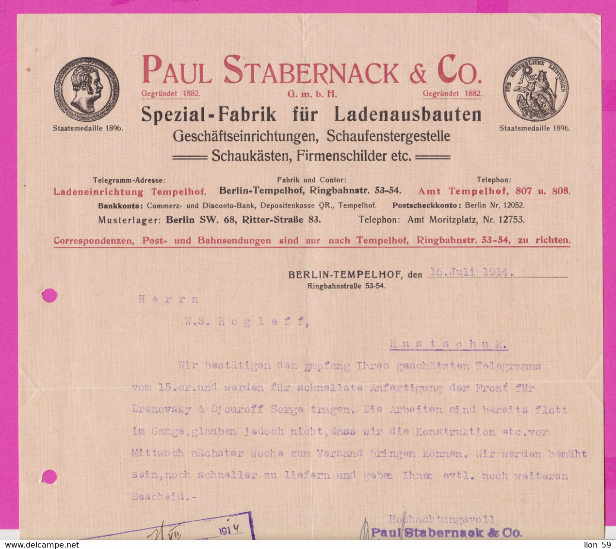 262114 / Germany 1914 Berlin - Paul Stabernack & Co. Spezialfabrik Für Ladeneinbauten , Geschäftseinrichtungen - Artesanos