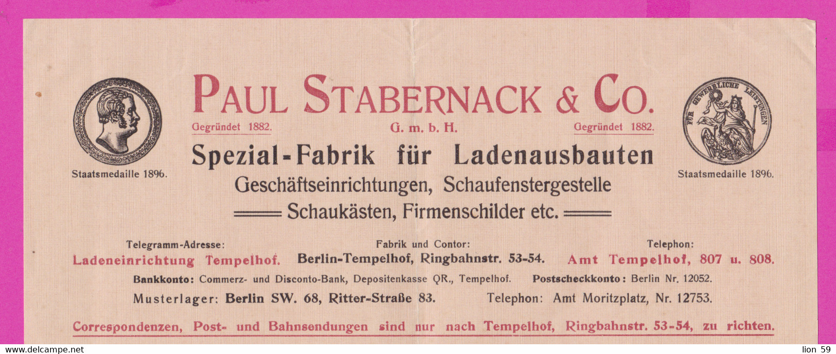 262114 / Germany 1914 Berlin - Paul Stabernack & Co. Spezialfabrik Für Ladeneinbauten , Geschäftseinrichtungen - Petits Métiers