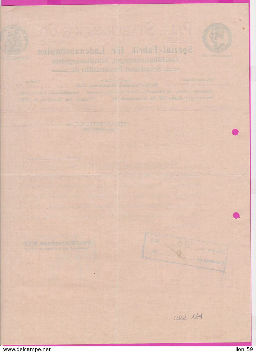 262114 / Germany 1914 Berlin - Paul Stabernack & Co. Spezialfabrik Für Ladeneinbauten , Geschäftseinrichtungen - Artesanos