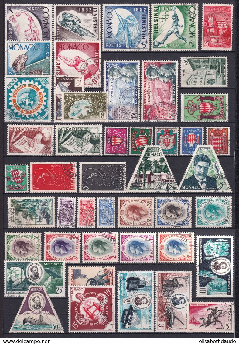 MONACO - 1953/1955 - BELLE SELECTION TIMBRES OBLITERES - COTE YVERT = 75 EUR. - Collections, Lots & Séries