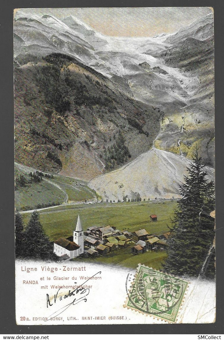 Ligne Viège Zermatt, Randa Et Le Glacier De Weisshorn (7043) - Randa