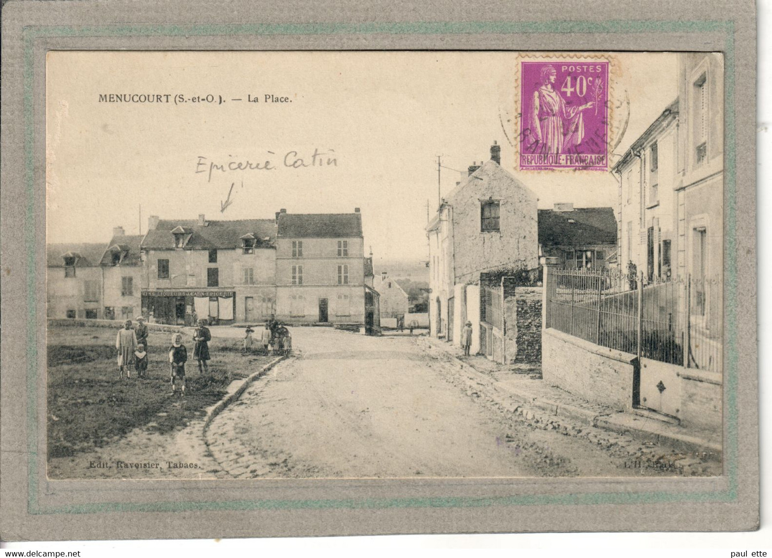 CPA - (95) MENUCOURT - Aspect De L'Epicerie Catin Sur La Place Du Bourg En 1935 - Menucourt
