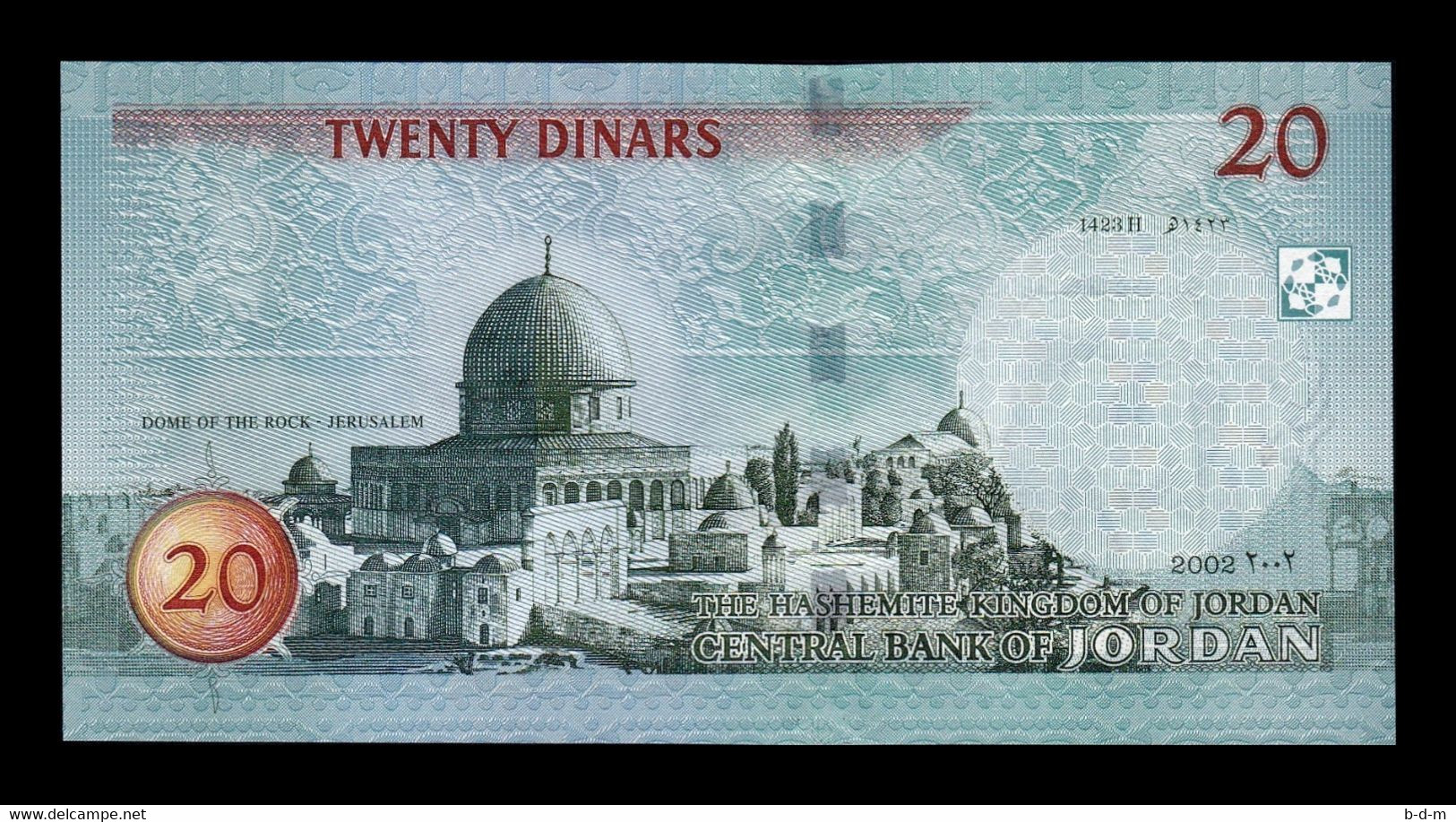 Jordania Jordan 20 Dinars King Hussein II 2002 Pick 37a SC UNC - Jordanien