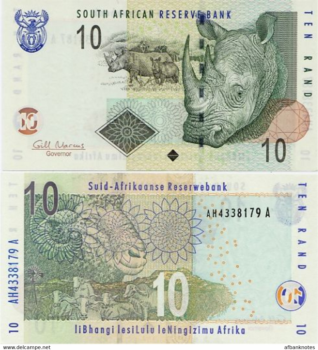 SOUTH AFRICA       10 Rand       P-128b       ND (2010)       UNC - South Africa