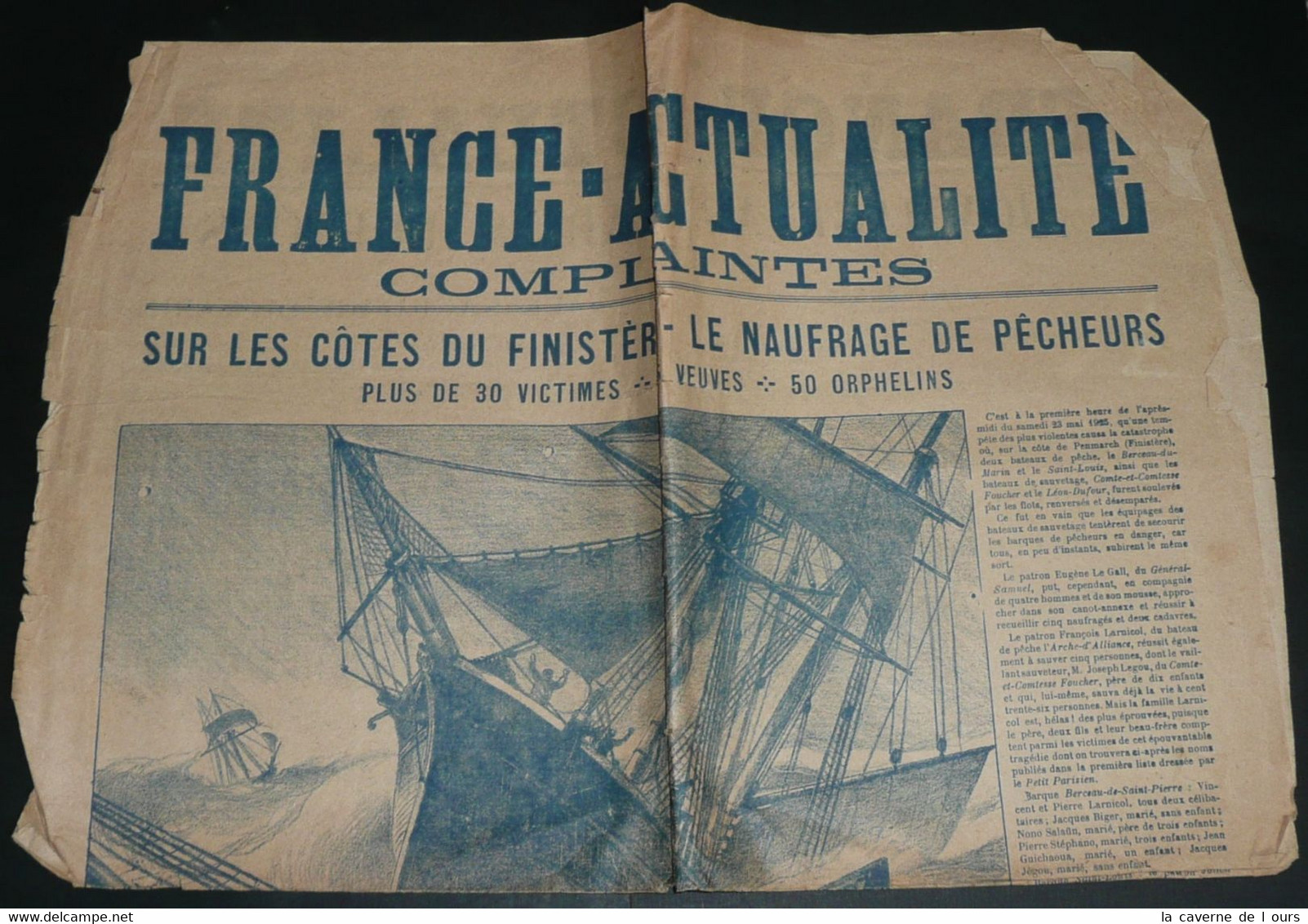 Rare Partitions Chansons Paroles, "France-Actualité, Complaintes" Dixmude Penmarch, Illustré Par Dascher, Naufrage - Scores & Partitions