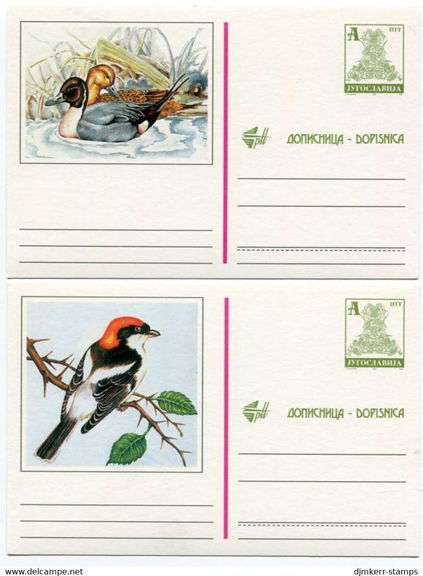 YUGOSLAVIA 1993 Rate A (300d) Stationery Cards With Birds (2), Unused.  Michel P222 Cat. €10 - Ganzsachen
