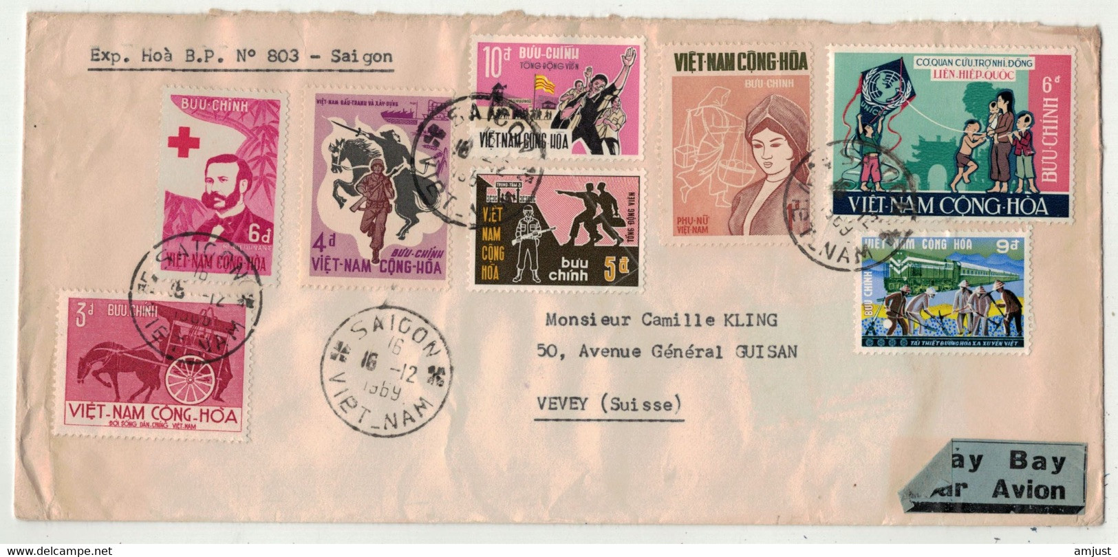 Viêt-Nam // Vietnam //  Lettre De Saigon Pour La Suisse (Vevey)  16/12/1969 (Grand Format) - Viêt-Nam