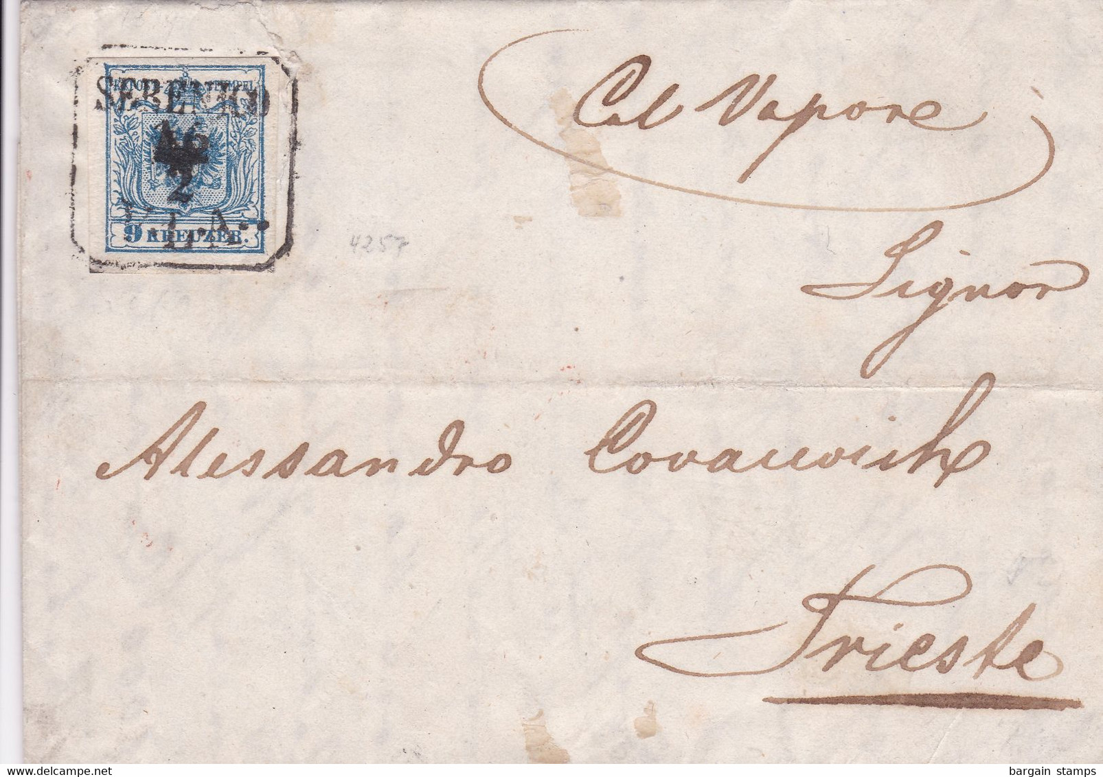 Austria-Hungary - Y&T 5 On Cover From Sebenico (Sibenik) Dalmatia (Croatia) To Triest 1859 - Hinged - Lettres & Documents