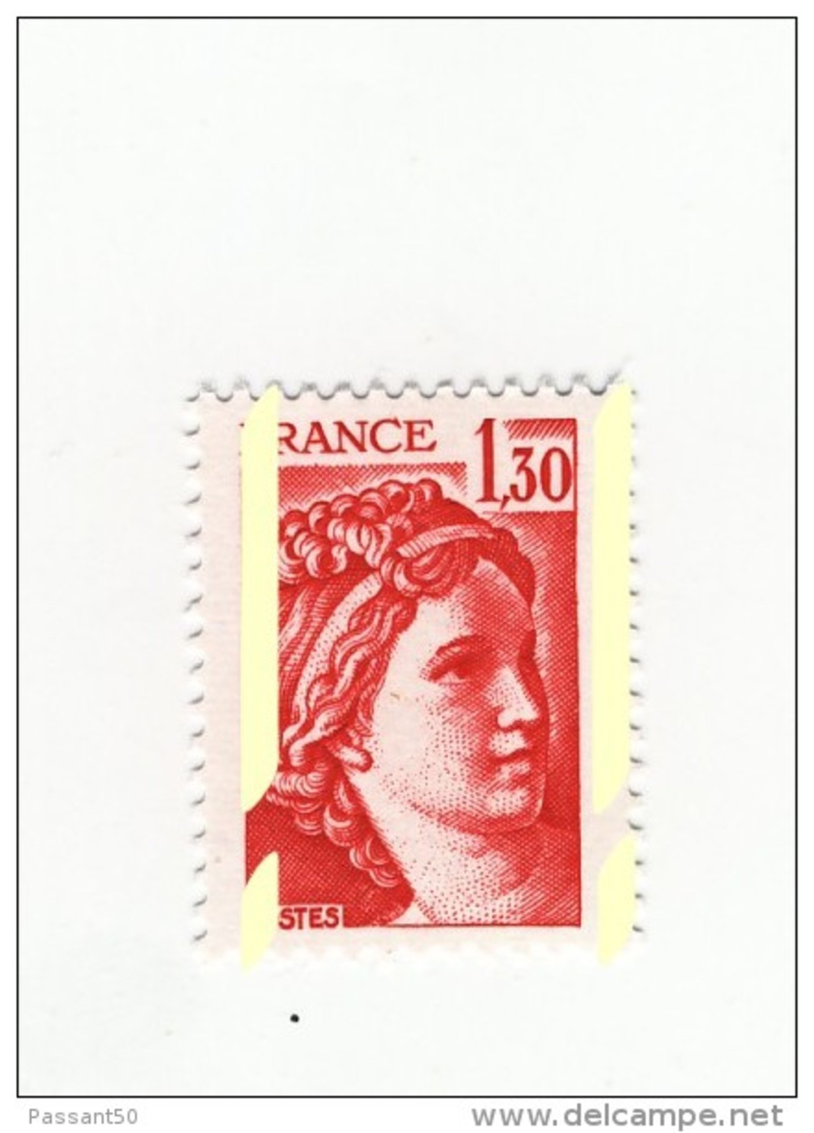 Sabine 1.30fr Rouge YT 2059c Avec Bandes Phospho Blanchâtres à Cheval . Superbe , Voir Le Scan . Cote YT : 10 € . - Ungebraucht