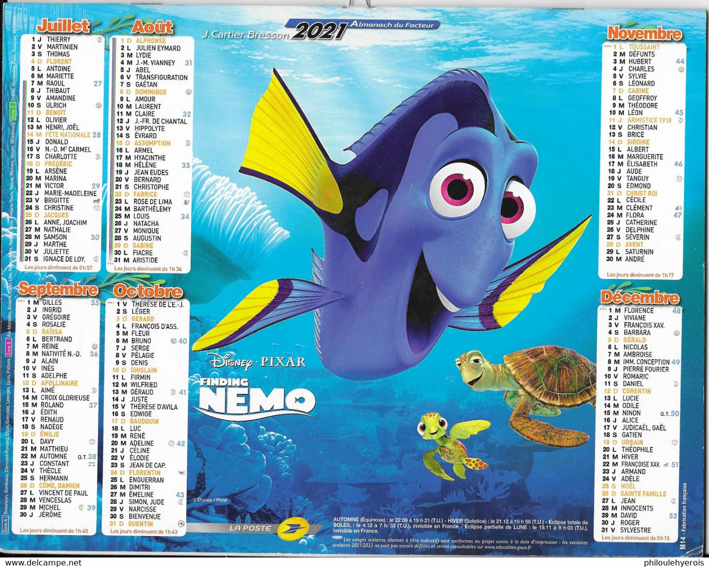 CALENDRIER 2021  NEMO  DISNEY PIXAR - Grossformat : 2001-...